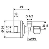 Γωνιακός Διακόπτης 1/2 - 1/2 Ορειχάλκινος SCHELL 052170699 – εικόνα 2