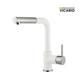 Μπαταρία Κουζίνας Ψηλή FLUO 18580-1301 Superwhite Λευκό Ματ/Χρωμέ Με Αποσπώμενο Ντους Ιταλίας Armando Vicario