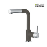 Μπαταρία Κουζίνας Ψηλή FLUO 18580-1421 Asphalt Γκρι Ματ/Χρωμέ Με Αποσπώμενο Ντους Ιταλίας Armando Vicario