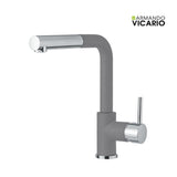 Μπαταρία Κουζίνας Ψηλή FLUO 18580-1441 Croma Γκρι Ματ/Χρωμέ Με Αποσπώμενο Ντους Ιταλίας Armando Vicario