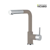 Μπαταρία Κουζίνας Ψηλή FLUO 18580-1451 Concrete Beton Μπεζ Ματ/Χρωμέ Με Αποσπώμενο Ντους Ιταλίας Armando Vicario