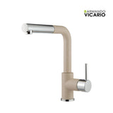 Μπαταρία Κουζίνας Ψηλή FLUO 18580-1501 Sabbia Μπεζ Ματ/Χρωμέ Με Αποσπώμενο Ντους Ιταλίας Armando Vicario