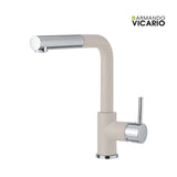 Μπαταρία Κουζίνας Ψηλή FLUO 18580-1511 Everest Μπεζ Ματ/Χρωμέ Με Αποσπώμενο Ντους Ιταλίας Armando Vicario