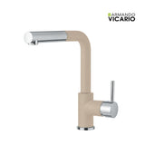 Μπαταρία Κουζίνας Ψηλή FLUO 18580-1521 Moonstone Μπεζ Ματ/Χρωμέ Με Αποσπώμενο Ντους Ιταλίας Armando Vicario
