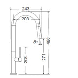 Μπαταρία Κουζίνας Ψηλή TOZO 48780-410 Μαύρη Brushed Με Αποσπώμενο Ντους Ιταλίας Armando Vicario – εικόνα 3