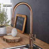 Μπαταρία Κουζίνας Ψηλή Urban 400702-225 Μπρονζέ Natural Brass Σατινέ Με Αποσπώμενο Ντους Ιταλίας Armando Vicario – εικόνα 2