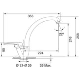 Μπαταρία Κουζίνας Ψηλή Vega Καφέ Cappuccino Franke 115.0328.175 – εικόνα 2