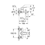 Μπαταρία Λουτρού Χρωμέ Bauedge GROHE 23334000 – εικόνα 2
