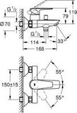 Μπαταρία Λουτρού Χρωμέ Bauedge New GROHE 23604001 – εικόνα 4