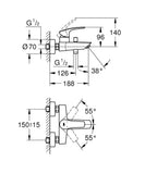 Μπαταρία Λουτρού Χρωμέ Eurosmart New GROHE 33300003 – εικόνα 3