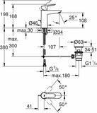Μπαταρία Νιπτήρος Χρωμέ Bauedge M-Size GROHE 23758000 – εικόνα 2