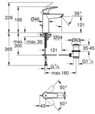 Μπαταρία Νιπτήρος Ψηλή Χρωμέ Eurosmart New GROHE 23322003 – εικόνα 2