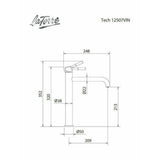 Μπαταρία Νιπτήρος Ψηλή Tech Μαύρο Ματ 200-12507-400 Ιταλίας La Torre – εικόνα 2