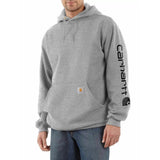 Φούτερ Ανδρική Με Κουκούλα Sleeve Logo Hooded Heather Grey Black CARHARTT K288-E20 – εικόνα 3