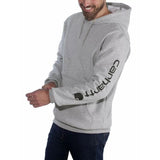 Φούτερ Ανδρική Με Κουκούλα Sleeve Logo Hooded Heather Grey Black CARHARTT K288-E20 – εικόνα 4