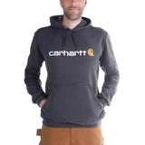 Φούτερ Μπλούζα Signature Logo Hooded Carbon Heather Ανθρακί CARHARTT 100074-026 – εικόνα 2