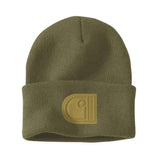 Σκούφος Knit Cuffed C Patch Beanie Dark Bronzed Green Carhartt 107190-GL7