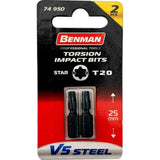 ΜΥΤΗ BENMAN V5 STEEL TORSION TORX T20x25mm (2τμχ) 74950